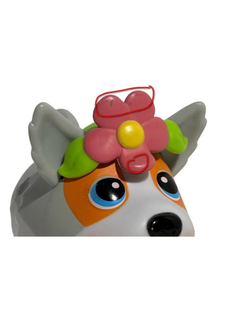 Chubby Puppies Friends Australian Shepherd Hot Dog Head Flower Works Full Size